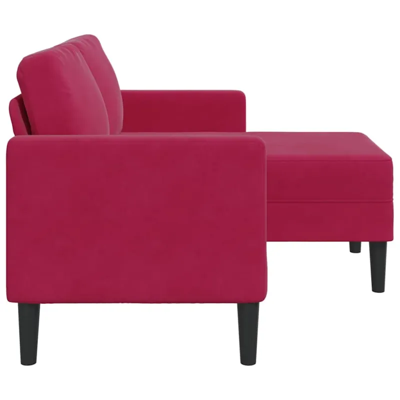 dvivietė sofa su gultu L formos vyno raudona 125 cm aksomas