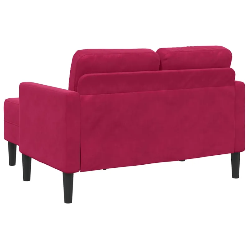 dvivietė sofa su gultu L formos vyno raudona 125 cm aksomas