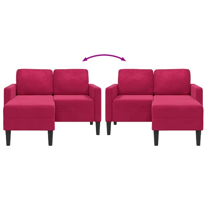 dvivietė sofa su gultu L formos vyno raudona 125 cm aksomas