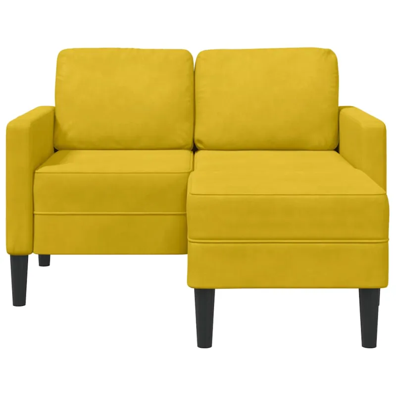 dvivietė sofa su gultu L formos geltona 125 cm aksomas