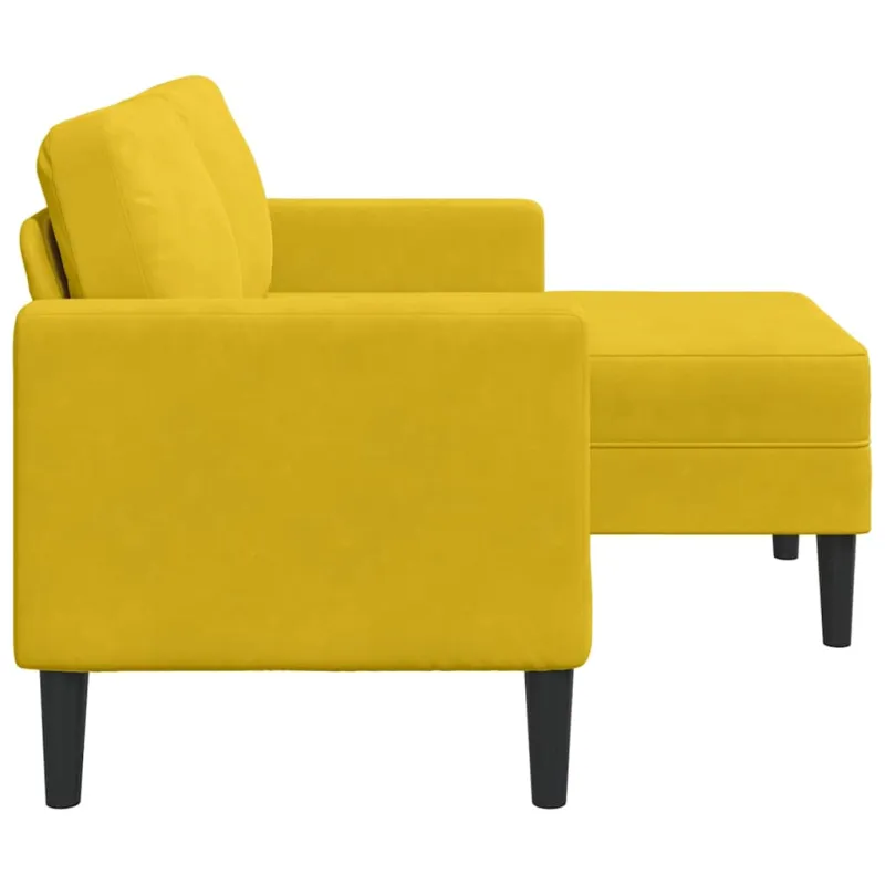 dvivietė sofa su gultu L formos geltona 125 cm aksomas