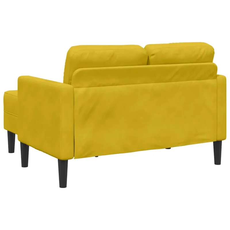dvivietė sofa su gultu L formos geltona 125 cm aksomas