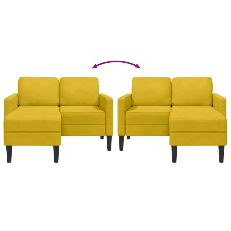 dvivietė sofa su gultu L formos geltona 125 cm aksomas