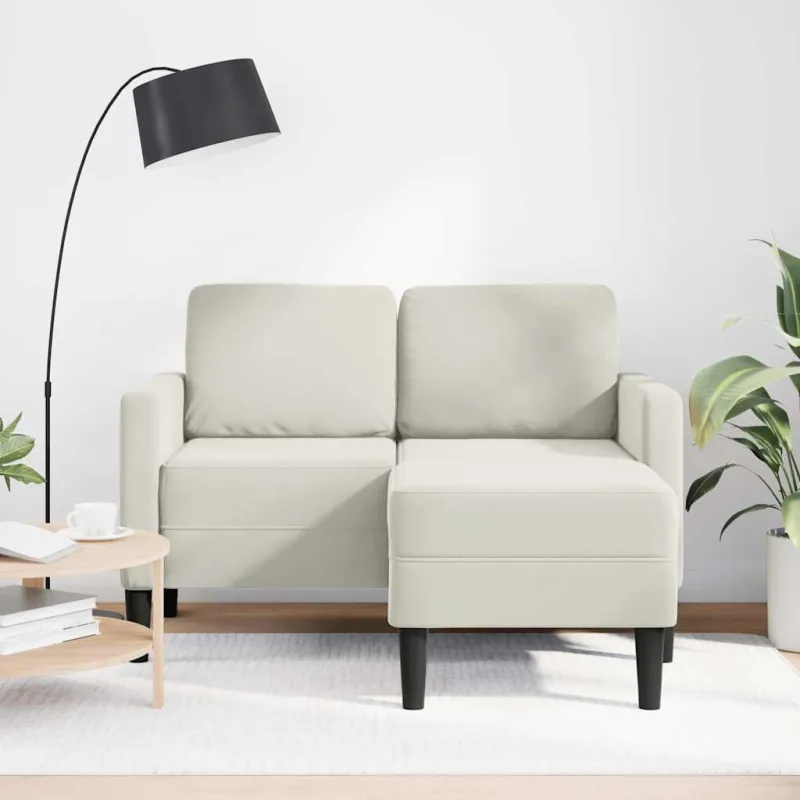 2-vietė sofa su Chaise L formos kremu 125 cm aksomas