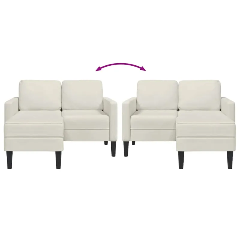 2-vietė sofa su Chaise L formos kremu 125 cm aksomas