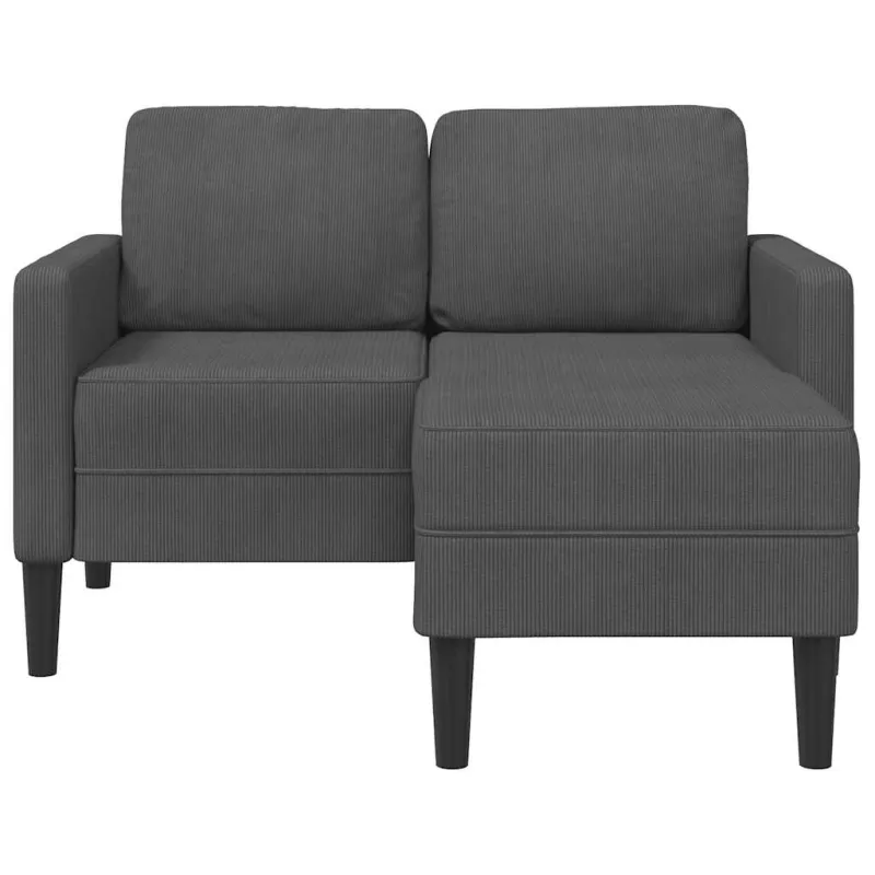 Dvivietė sofa su šezlongu, L formos, tamsiai pilka, 125 cm, linas