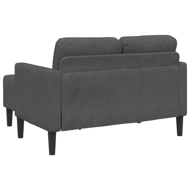Dvivietė sofa su šezlongu, L formos, tamsiai pilka, 125 cm, linas
