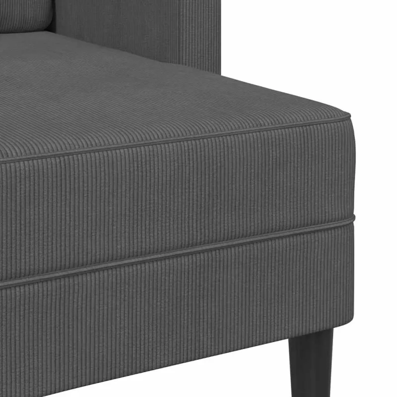 Dvivietė sofa su šezlongu, L formos, tamsiai pilka, 125 cm, linas