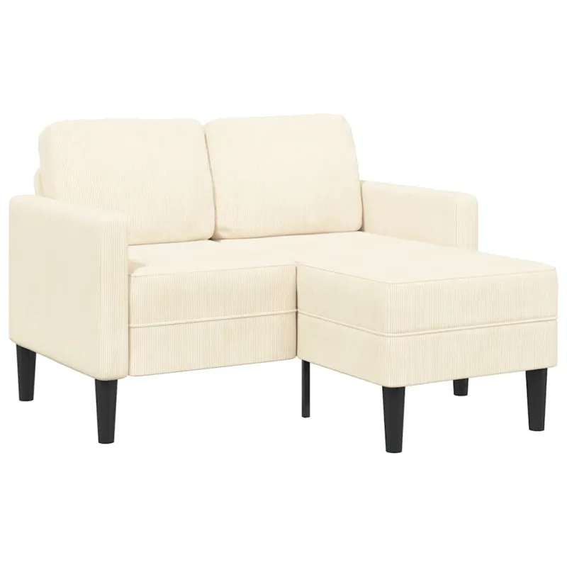 2-vietė sofa su L-formos kreminės kėdutės 125 cm patalyne