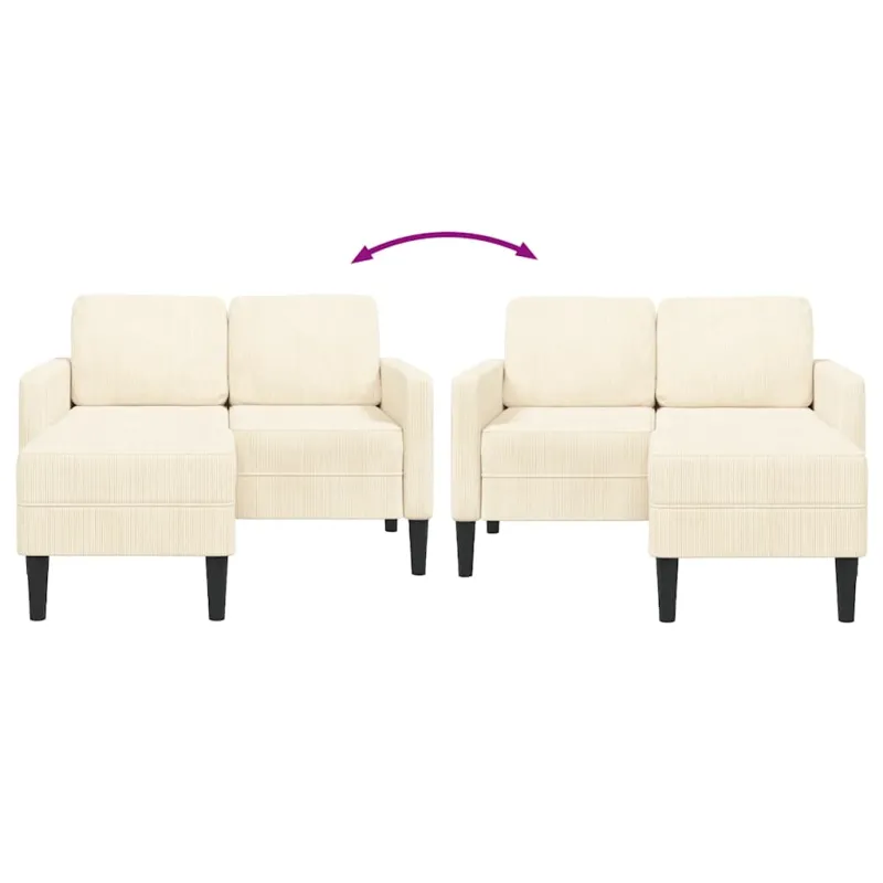 2-vietė sofa su L-formos kreminės kėdutės 125 cm patalyne