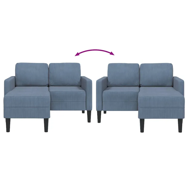 2-vietė sofa su gultu L formos mėlyna 125 cm patalynė