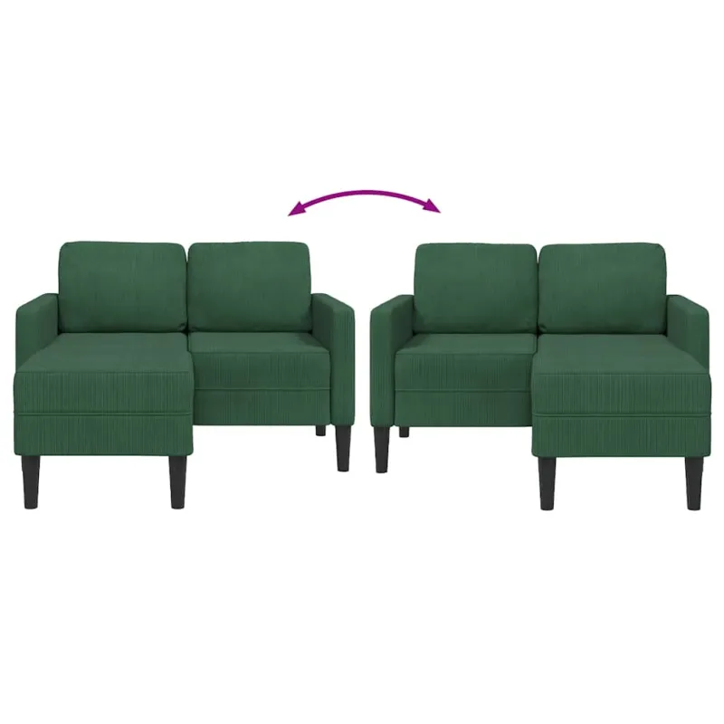 dvivietė sofa su gultu L formos tamsiai žalia 125 cm linas