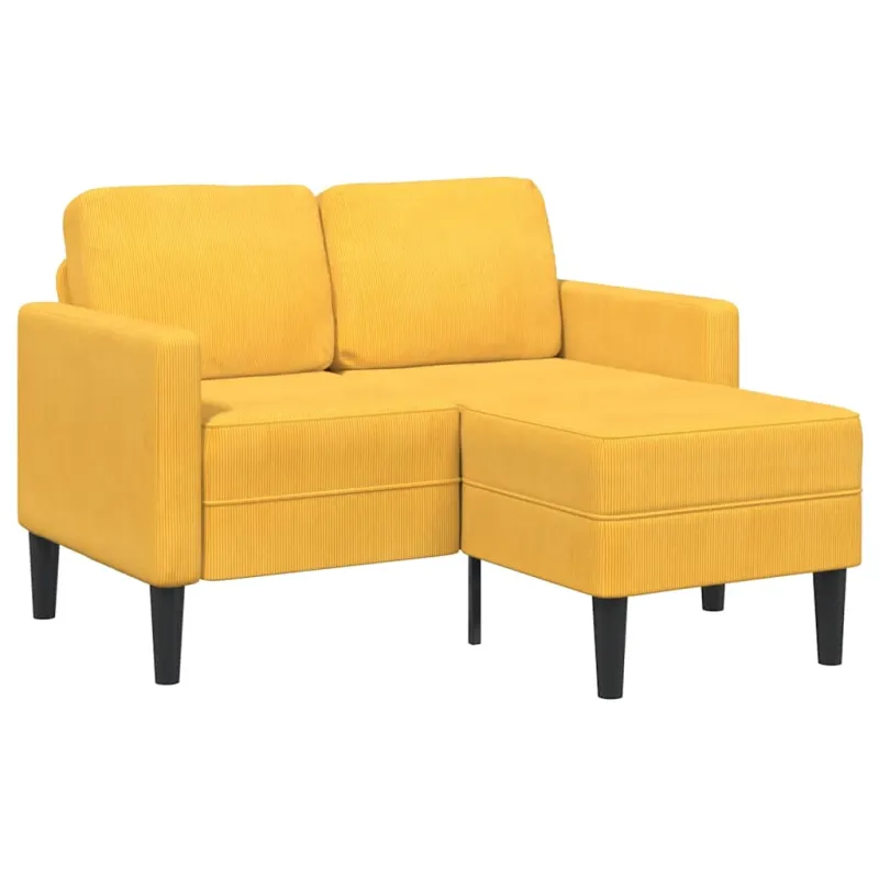 dvivietė sofa su gultu L formos šviesiai geltona 125cm patalynė