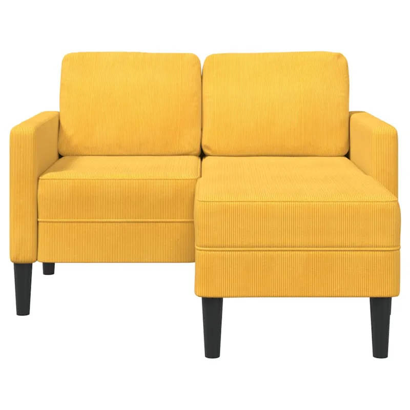 dvivietė sofa su gultu L formos šviesiai geltona 125cm patalynė