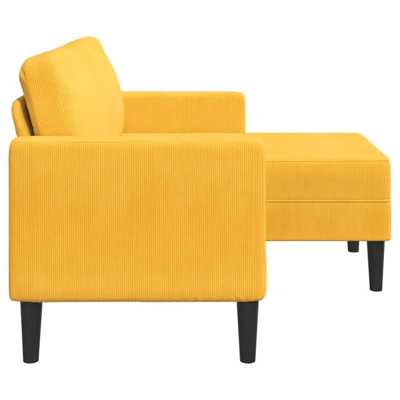 dvivietė sofa su gultu L formos šviesiai geltona 125cm patalynė