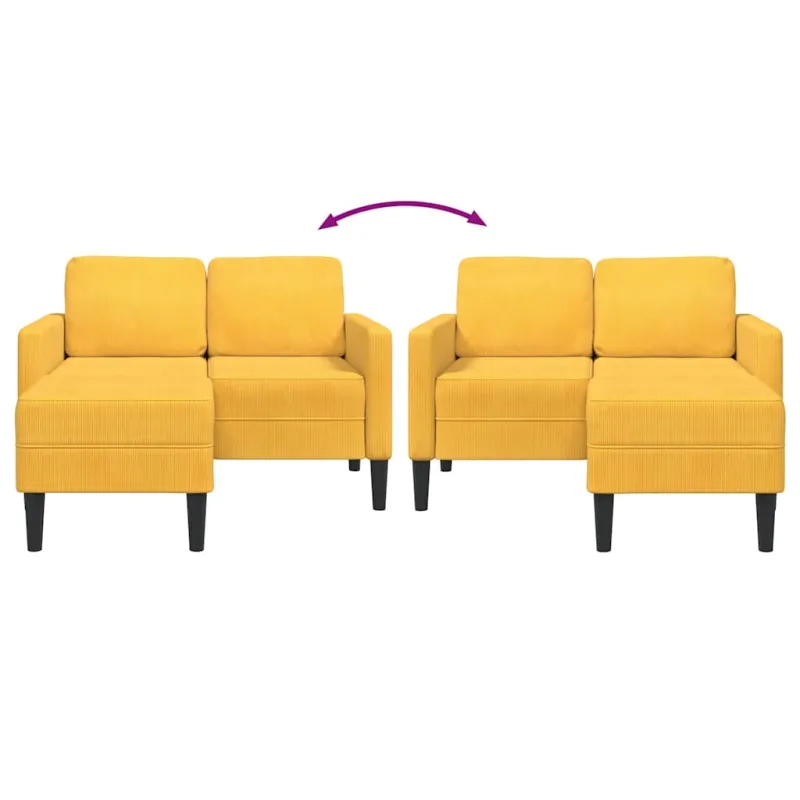 dvivietė sofa su gultu L formos šviesiai geltona 125cm patalynė