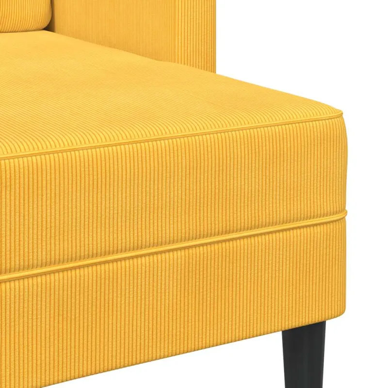 dvivietė sofa su gultu L formos šviesiai geltona 125cm patalynė