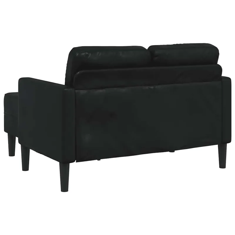 Dvivietė sofa su šezlongu, L formos, juoda, 125 cm, dirbtinė oda
