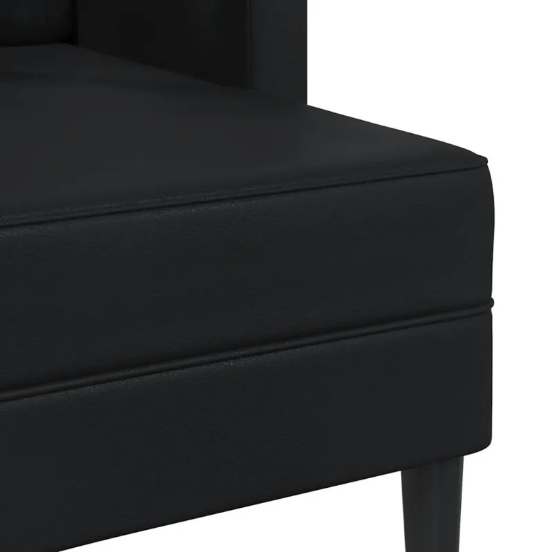 Dvivietė sofa su šezlongu, L formos, juoda, 125 cm, dirbtinė oda