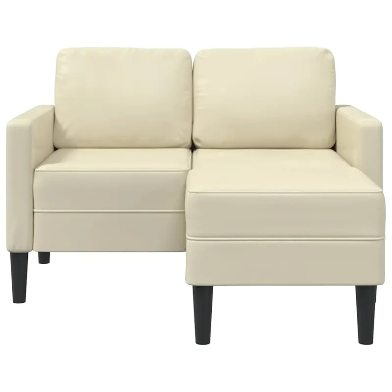2-vietė sofa su krėslu L formos kreminė 125 cm dirbtinė oda
