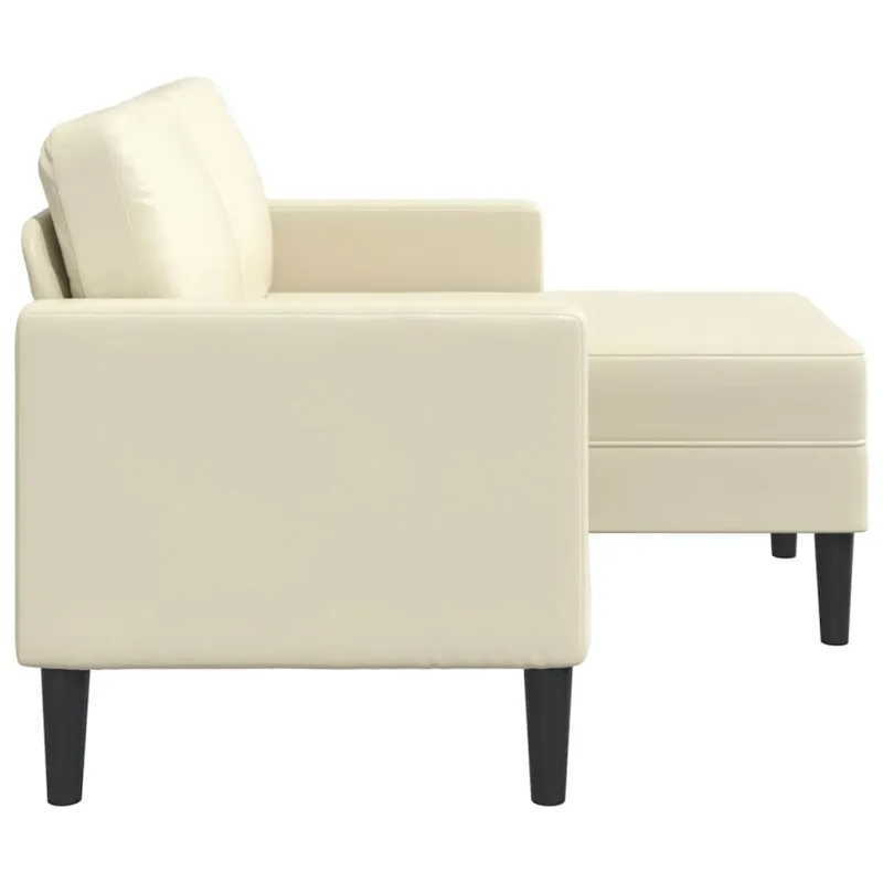 2-vietė sofa su krėslu L formos kreminė 125 cm dirbtinė oda