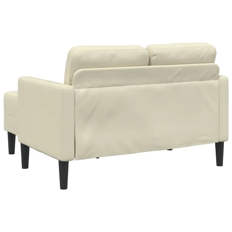 2-vietė sofa su krėslu L formos kreminė 125 cm dirbtinė oda