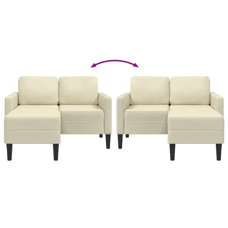 2-vietė sofa su krėslu L formos kreminė 125 cm dirbtinė oda