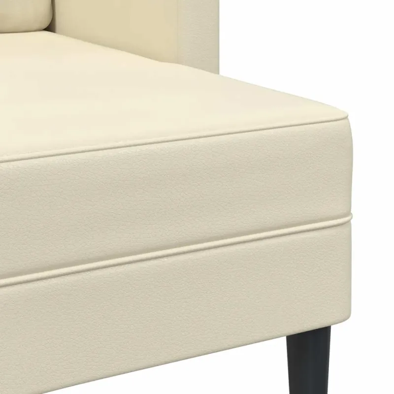 2-vietė sofa su krėslu L formos kreminė 125 cm dirbtinė oda