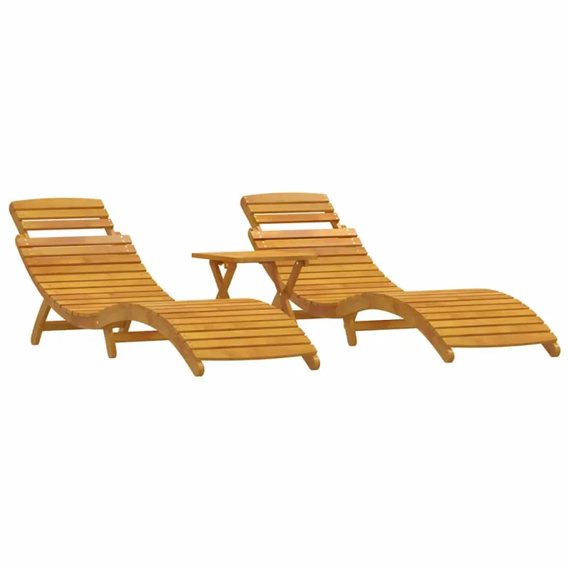 Saulės gultas 3 pcs Ruda Kietos akacijos mediena