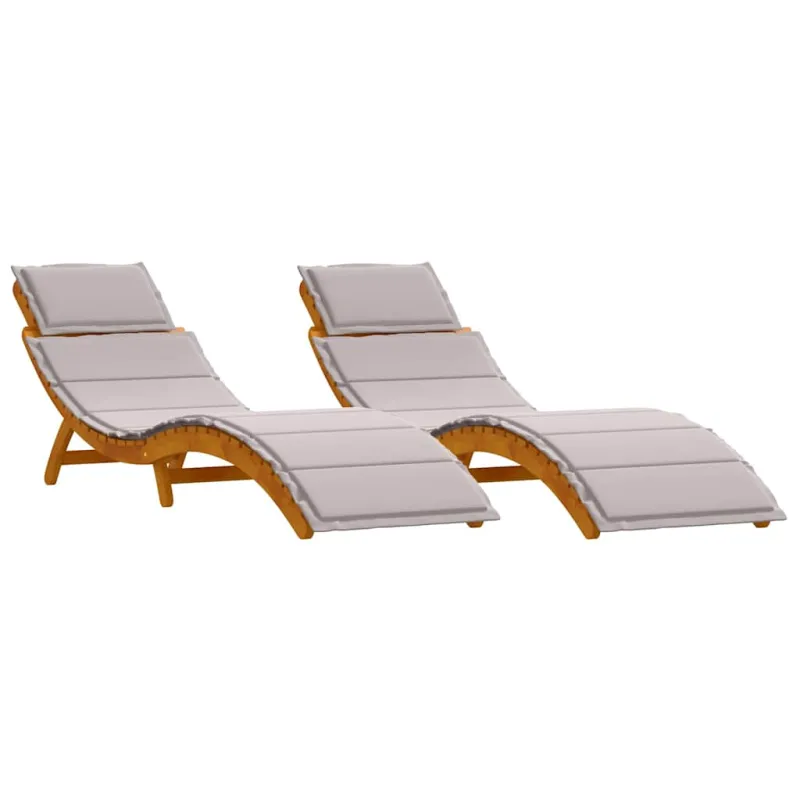 Saulės gultas su pagalve 2 pcs Taupe Kietos akacijos mediena