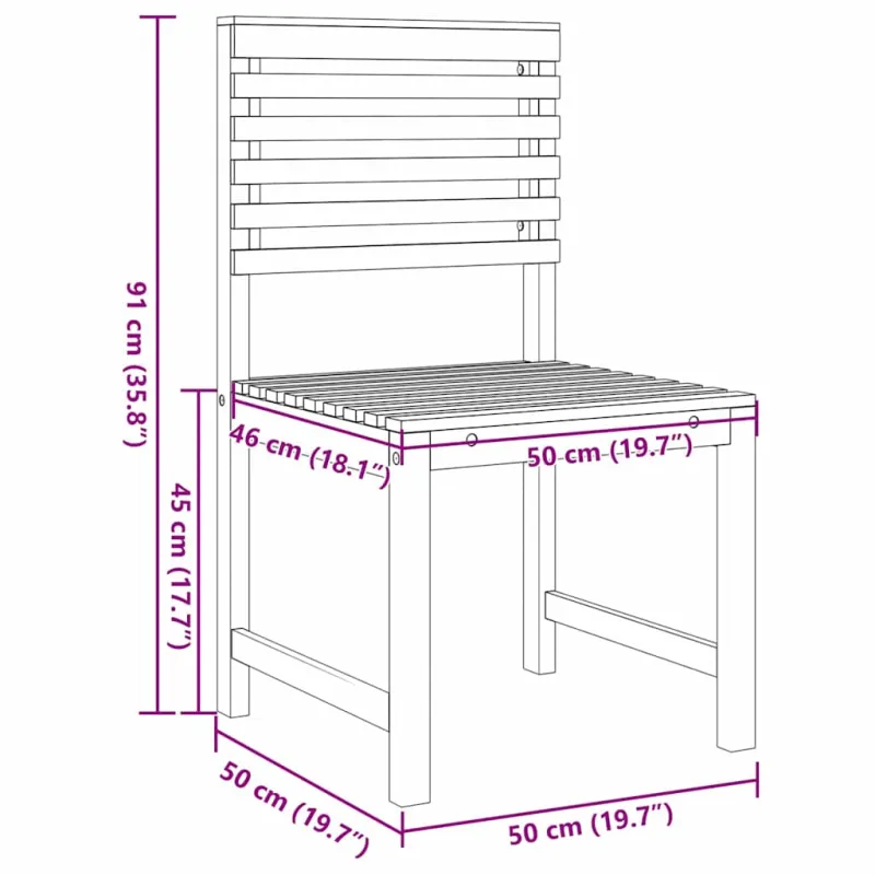 Sodo Kėdė 2 pcs Ruda 50 x 50 x 91cm Akacijos medienos masyvas