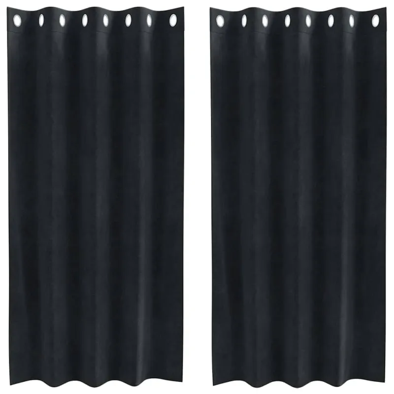 Užtemdymo užuolaidos 2 pcs Juoda 140 x 175 cm Aksomas