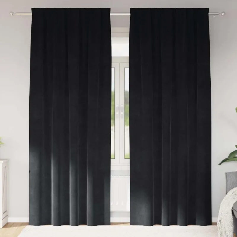 Užtemdymo užuolaidos 2 pcs Juoda 140 x 260 cm Aksomas