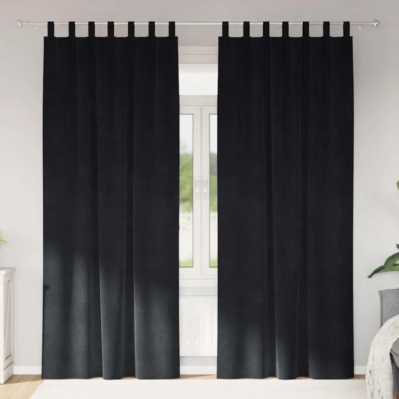 Užtemdymo užuolaidos 2 pcs Juoda 140 x 260 cm Aksomas