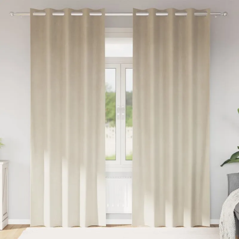 Užtemdymo užuolaidos 2 pcs Kreminė 140 x 225 cm Aksomas