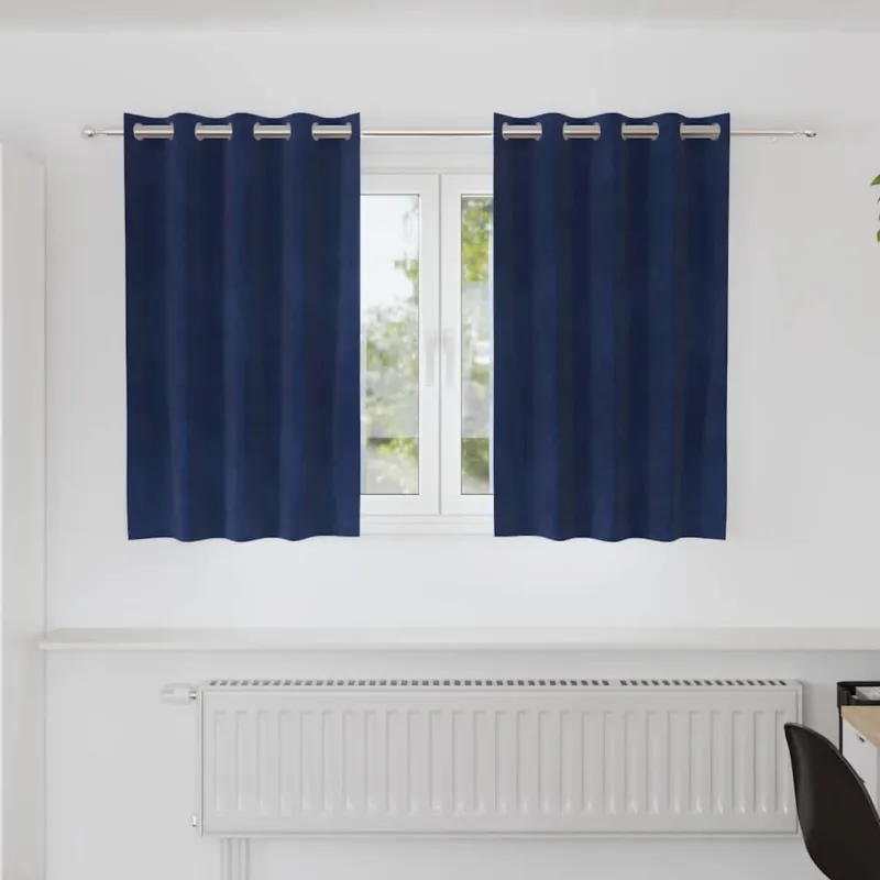 Užtemdymo užuolaidos 2 pcs Tamsiai mėlyna 140 x 140 cm Aksomas