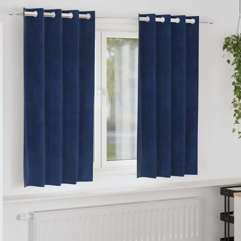 Užtemdymo užuolaidos 2 pcs Tamsiai mėlyna 140 x 175 cm Aksomas