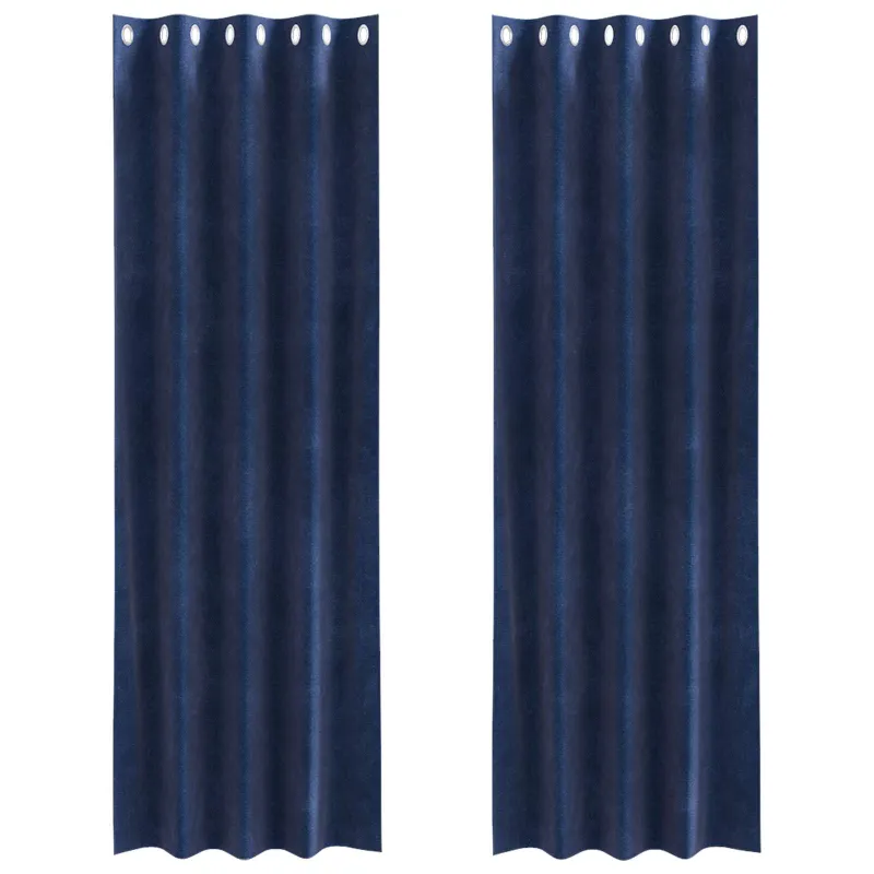 Užtemdymo užuolaidos 2 pcs Tamsiai mėlyna 140 x 225 cm Aksomas