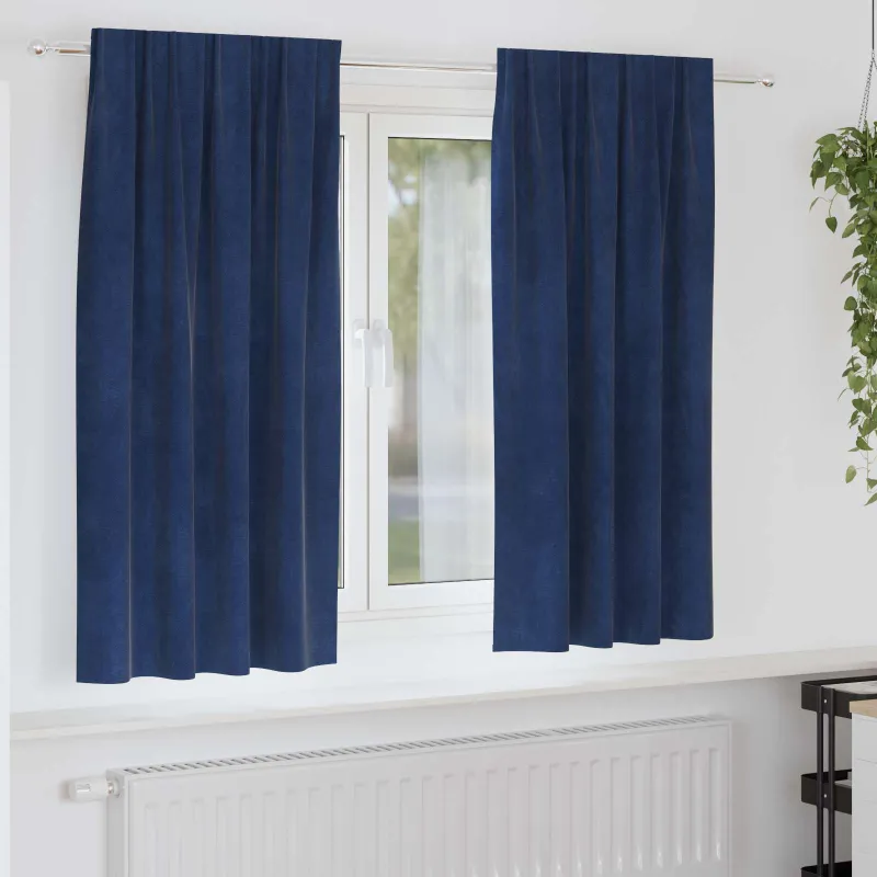 Užtemdymo užuolaidos 2 pcs Tamsiai mėlyna 140 x 175 cm Aksomas