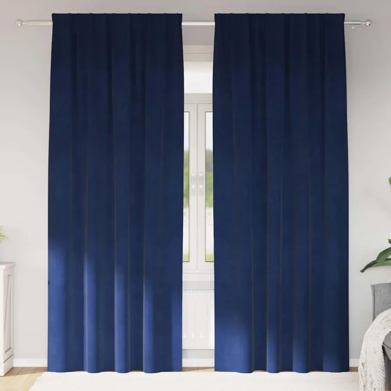 Užtemdymo užuolaidos 2 pcs Tamsiai mėlyna 140 x 245 cm Aksomas