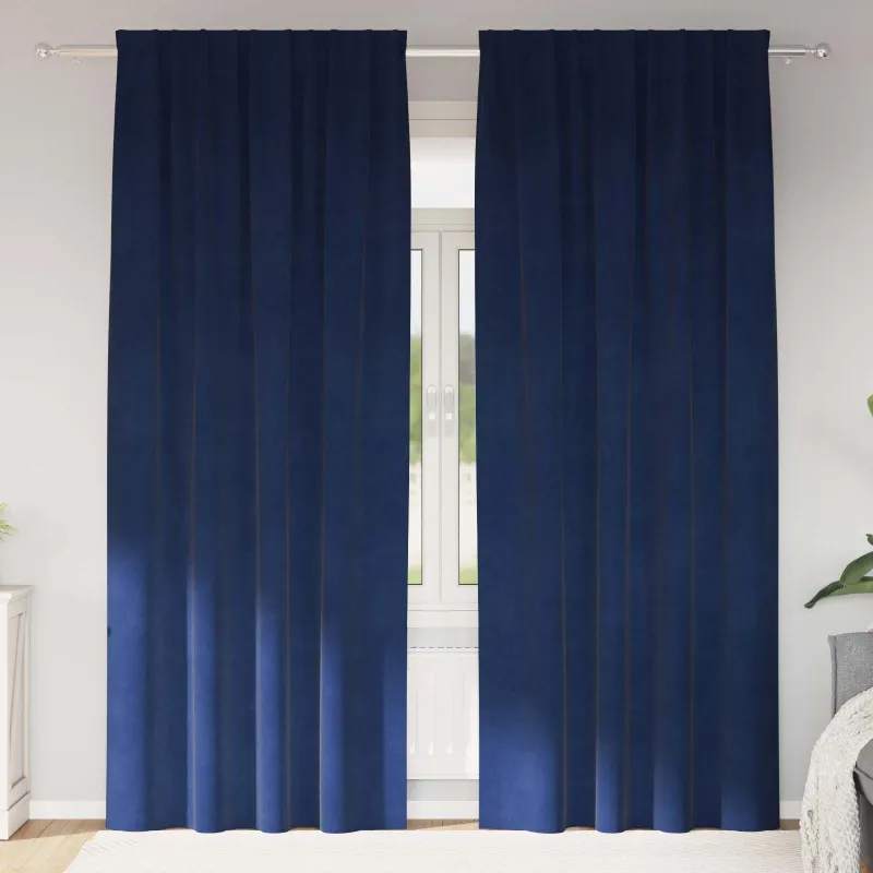 Užtemdymo užuolaidos 2 pcs Tamsiai mėlyna 140 x 260 cm Aksomas