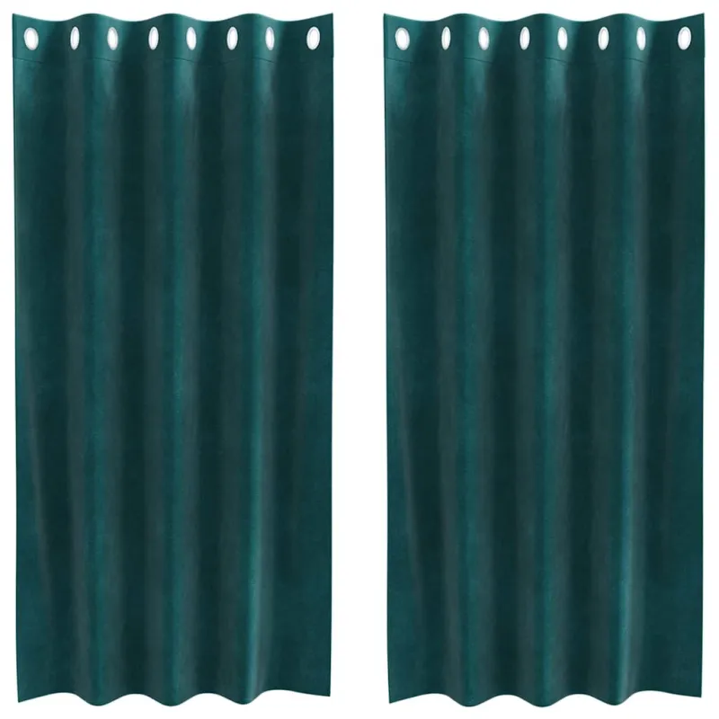 Užtemdymo užuolaidos 2 pcs Tamsiai žalia 140 x 175 cm Aksomas
