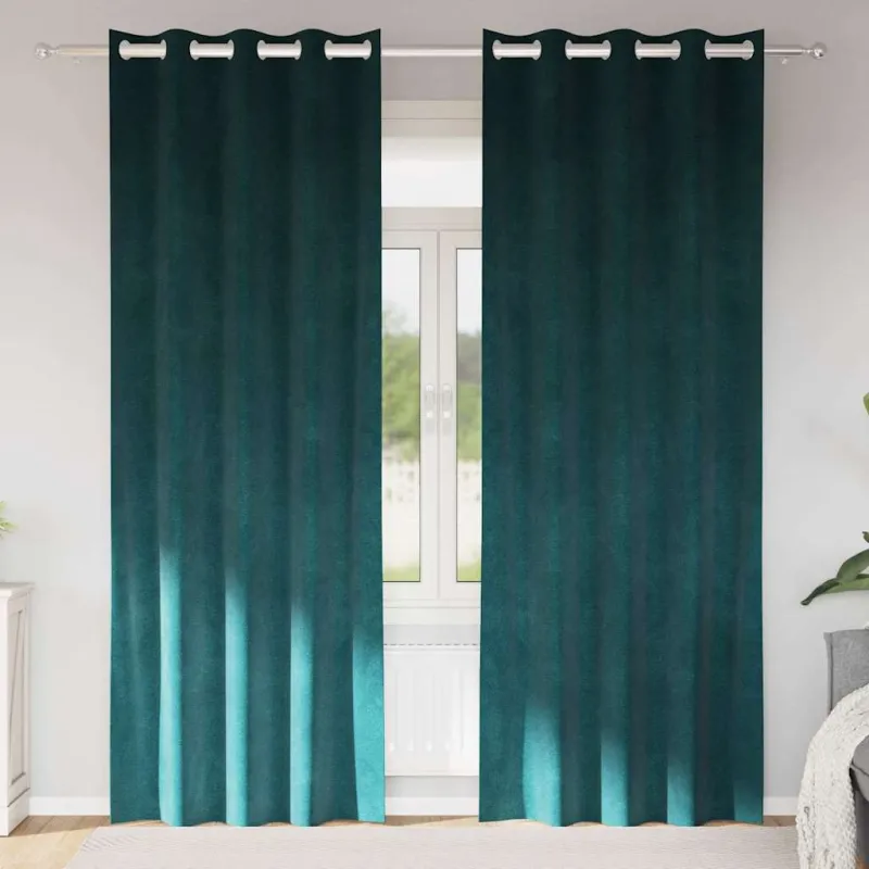 Užtemdymo užuolaidos 2 pcs Tamsiai žalia 140 x 260 cm Aksomas