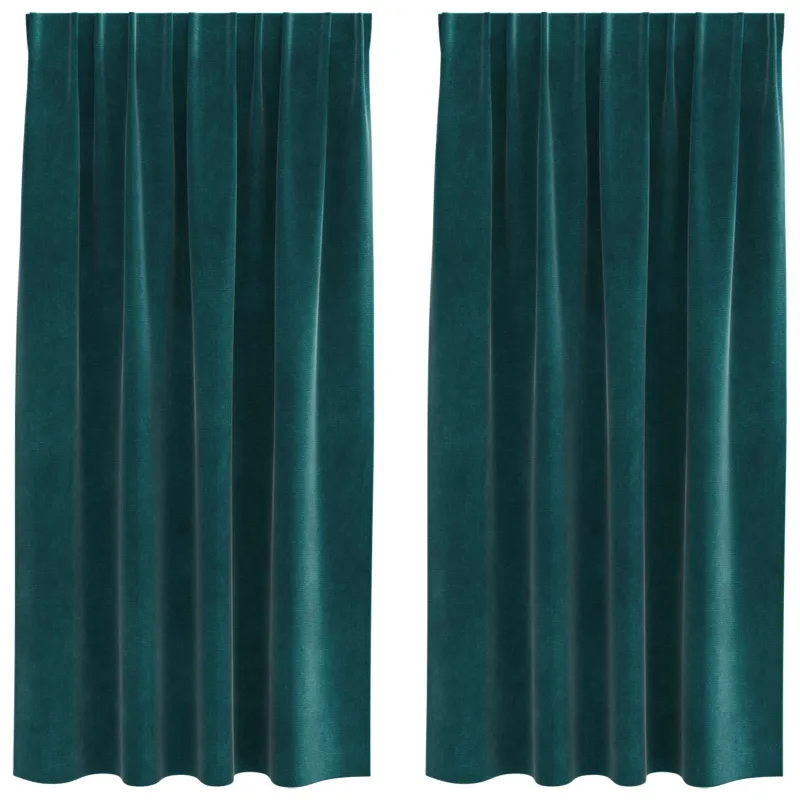Užtemdymo užuolaidos 2 pcs Tamsiai žalia 140 x 175 cm Aksomas