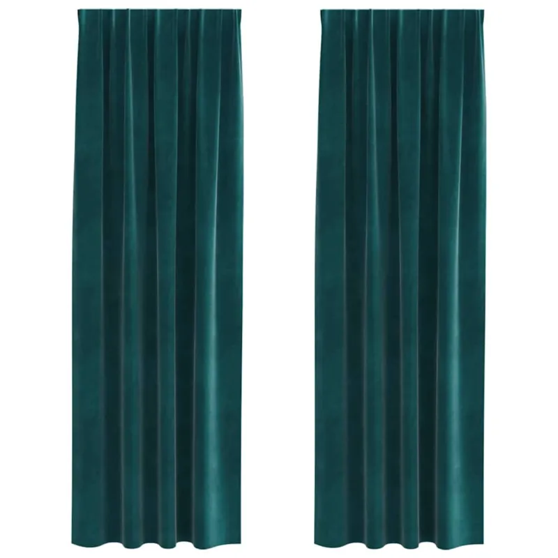 Užtemdymo užuolaidos 2 pcs Tamsiai žalia 140 x 225 cm Aksomas