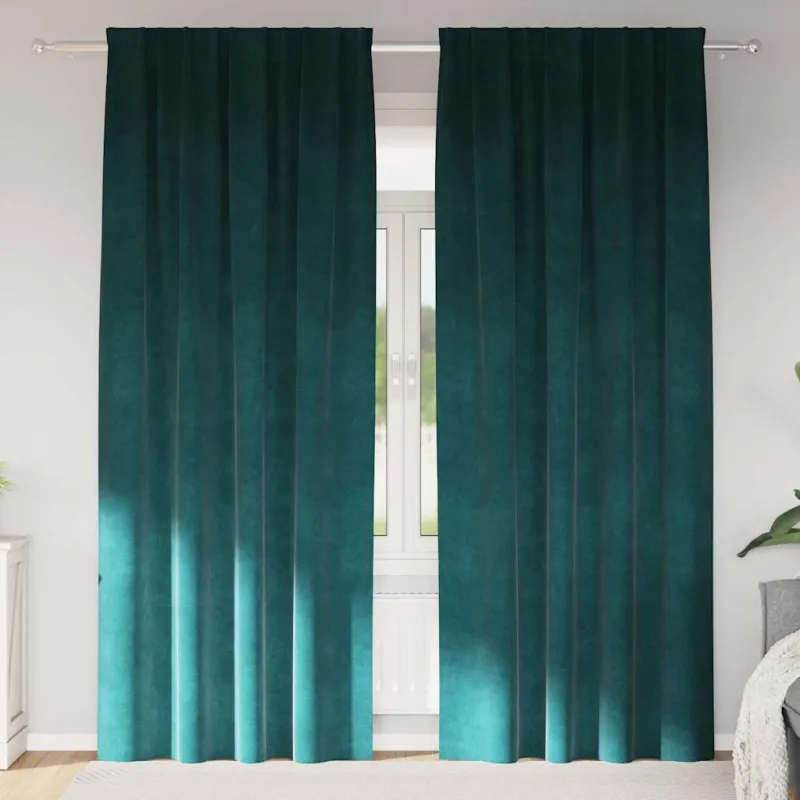 Užtemdymo užuolaidos 2 pcs Tamsiai žalia 140 x 245 cm Aksomas