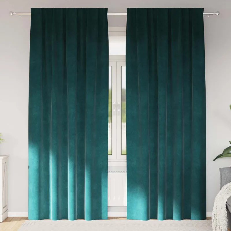 Užtemdymo užuolaidos 2 pcs Tamsiai žalia 140 x 260 cm Aksomas