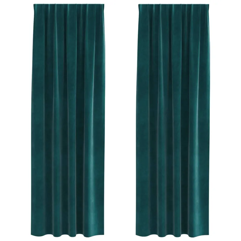 Užtemdymo užuolaidos 2 pcs Tamsiai žalia 140 x 260 cm Aksomas