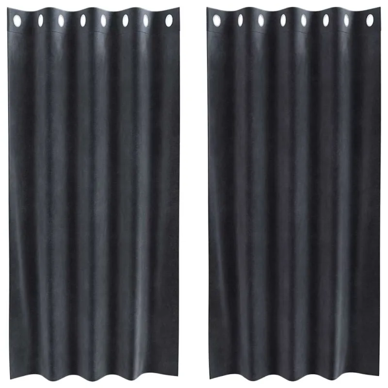 Užtemdymo užuolaidos 2 pcs Tamsiai pilka 140 x 175 cm Aksomas