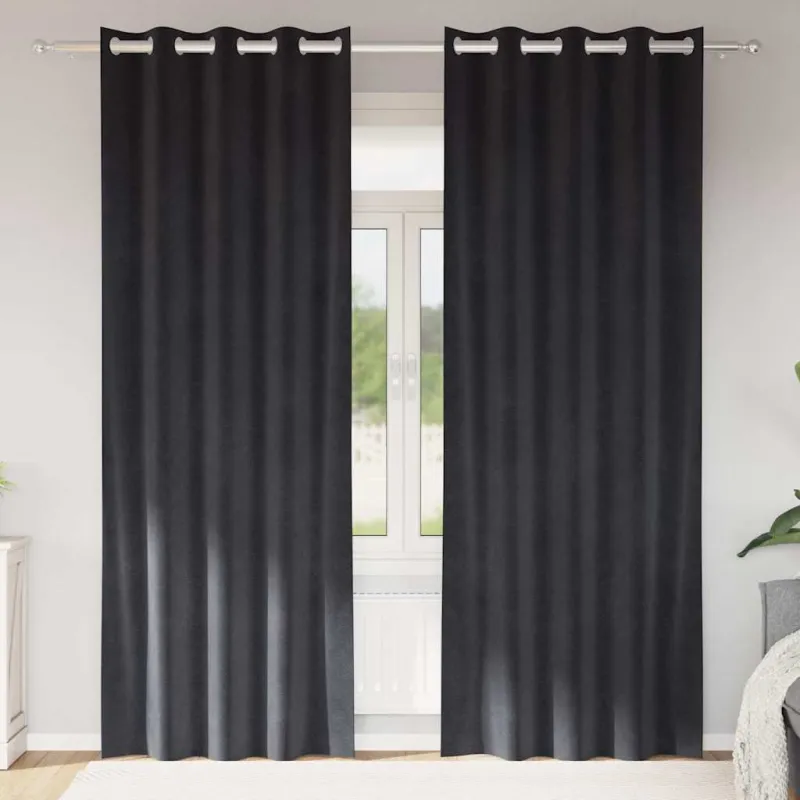 Užtemdymo užuolaidos 2 pcs Tamsiai pilka 140 x 260 cm Aksomas